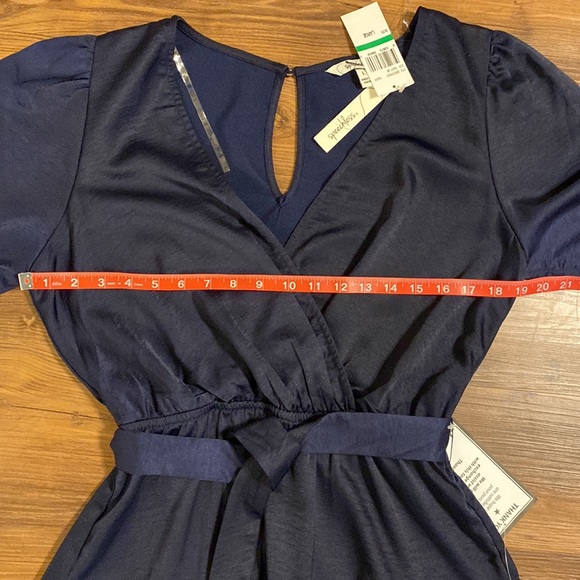 Navy Blue Double Ruffle Hem Cocktail Dress - Picture 6 of 8